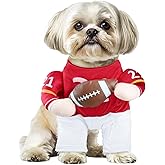 DELIFUR Football Player Dog Costume - Adjustable Funny Halloween Costume for Small Dog (Football, Small)