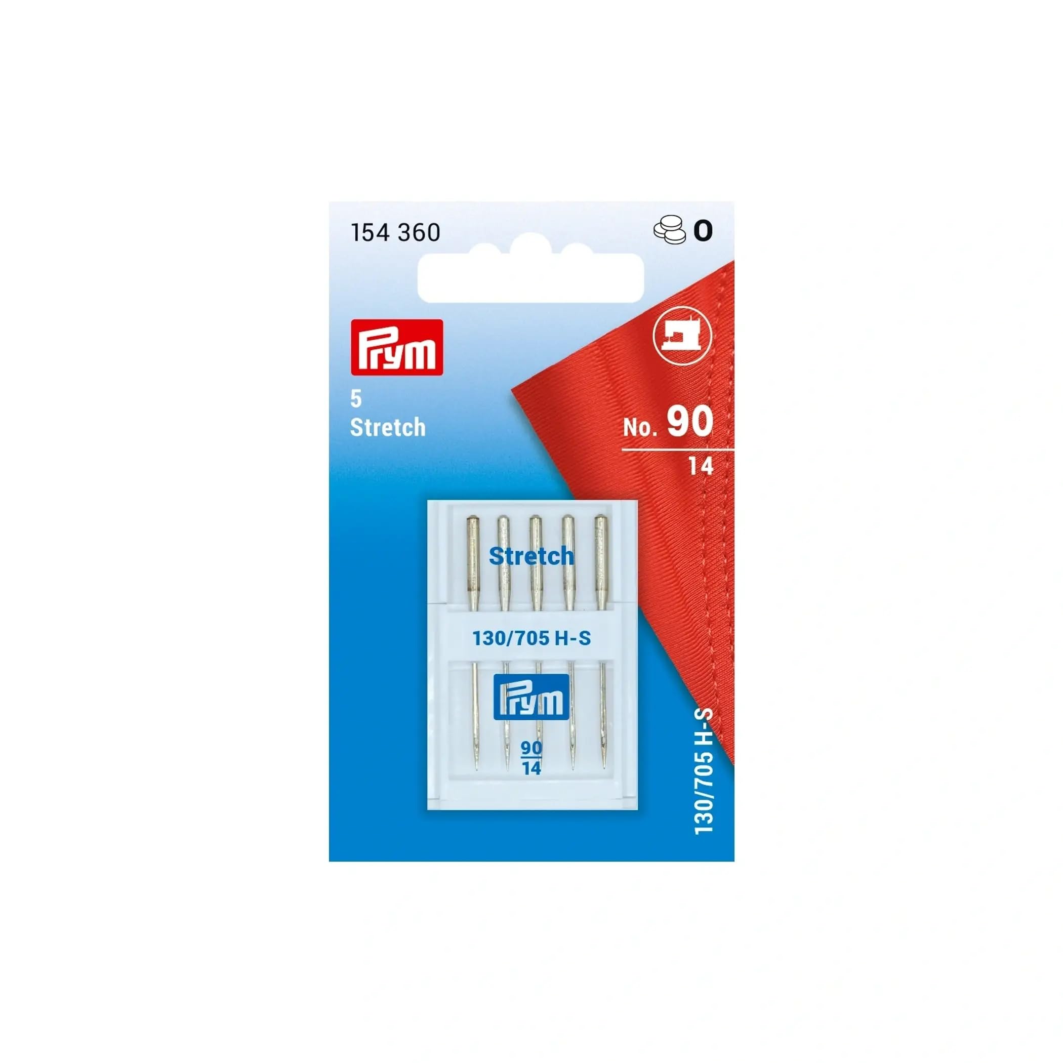 Prym 154360 Sewing Machine Needles 130/705 Stretch 90, Steel, Silver