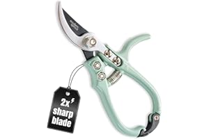 Modern Sprout Hand Pruners - Lightweight Pruning Shears W/Easy Lock- Gardening Scissors - Bypass Sharp Carbon Steel Blade - Rust Resistant - Garden Tools - Reusable Holster - Green