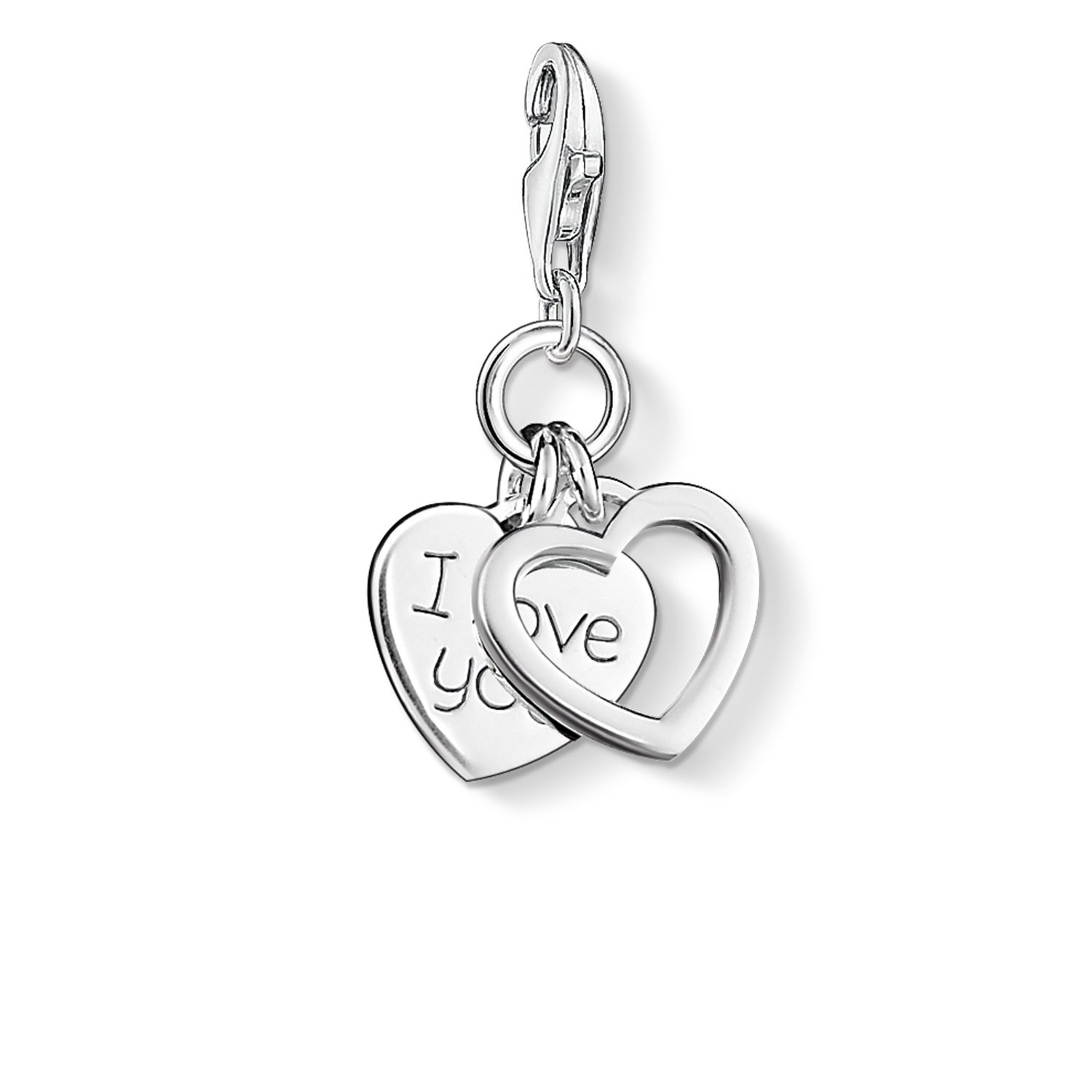 Thomas Sabo Women Charm Pendant Heart I Love You Charm Club 925 Sterling Silver 0852-001-12