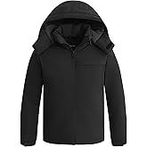 wantdo Boys Winter Coat Waterproof windbreaker Snow Ski Jacket Warm Thick Rain Jacket Kids Coats with Removable Hood
