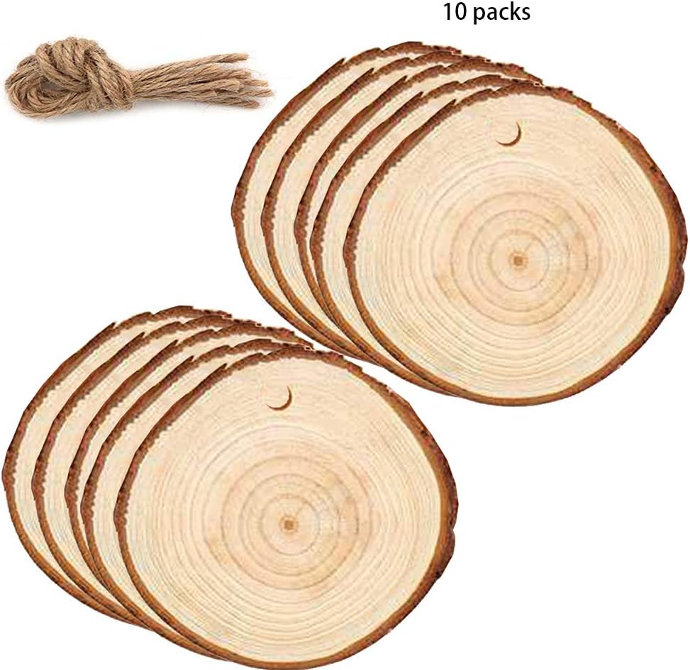 Unfinished Wood Slices Craft Wood kit Circles Crafts Christmas Ornaments DIY Crafts Nature Wood Pieces for Home Decorations, Christmas Hanging Decorations (Wood Slice - Round)