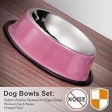 WERFORU 2 Pieces Stainless Steel Dog Bowls Pink Large Size Food Water Feeding view 4