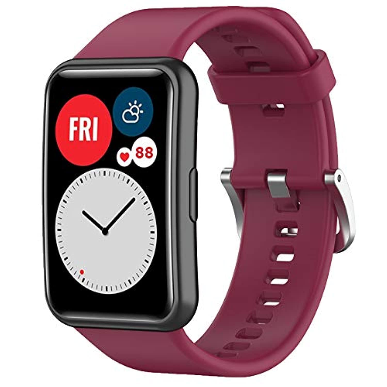 Wownadu Straps Compatible for HUAWEI WATCH FIT Strap Replacement for Women Men Silicone Sports WristBand, Sangria Smart Watch Accessories,(No Watch)