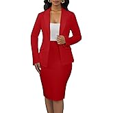 Women 2 Piece Skirt Suit Set Business Professional Blazer Dress Jacket and Pencil Skirts Sets