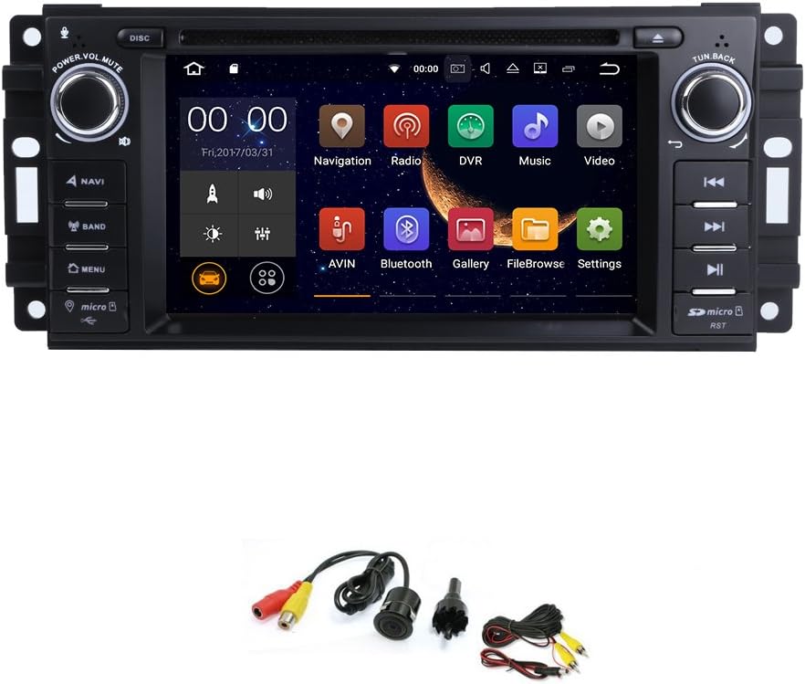 SMARTNAVI Android 8.1 Car Stereo GPS DVD Player for Jeep/DODGE/CHRYSLER Head Unit Single Din 6.2" Touch Screen Indash Radio Receiver with Navigation Bluetooth/3G/Rear Camera