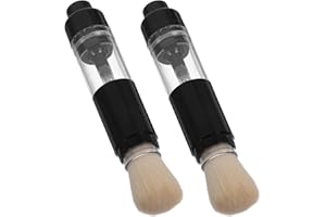 Artibetter 2pcs Pressed Powder Brush Set with Refillable Loose Powder Compartment, Portable Makeup Brush