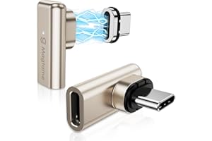 2Pack 240W Magnetic Right Angle USB C Male to USB C Female Adapter 90 Degree, Type C Adapter Extender, 40Gbps 4K Video for Th