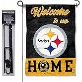 WinCraft Pittsburgh Steelers Welcome to Our Home Garden Flag and Flagpole Mount