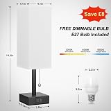 Aooshine Bedside Lamp with USB C+A Ports 3-Color LED Bulb Included view 6