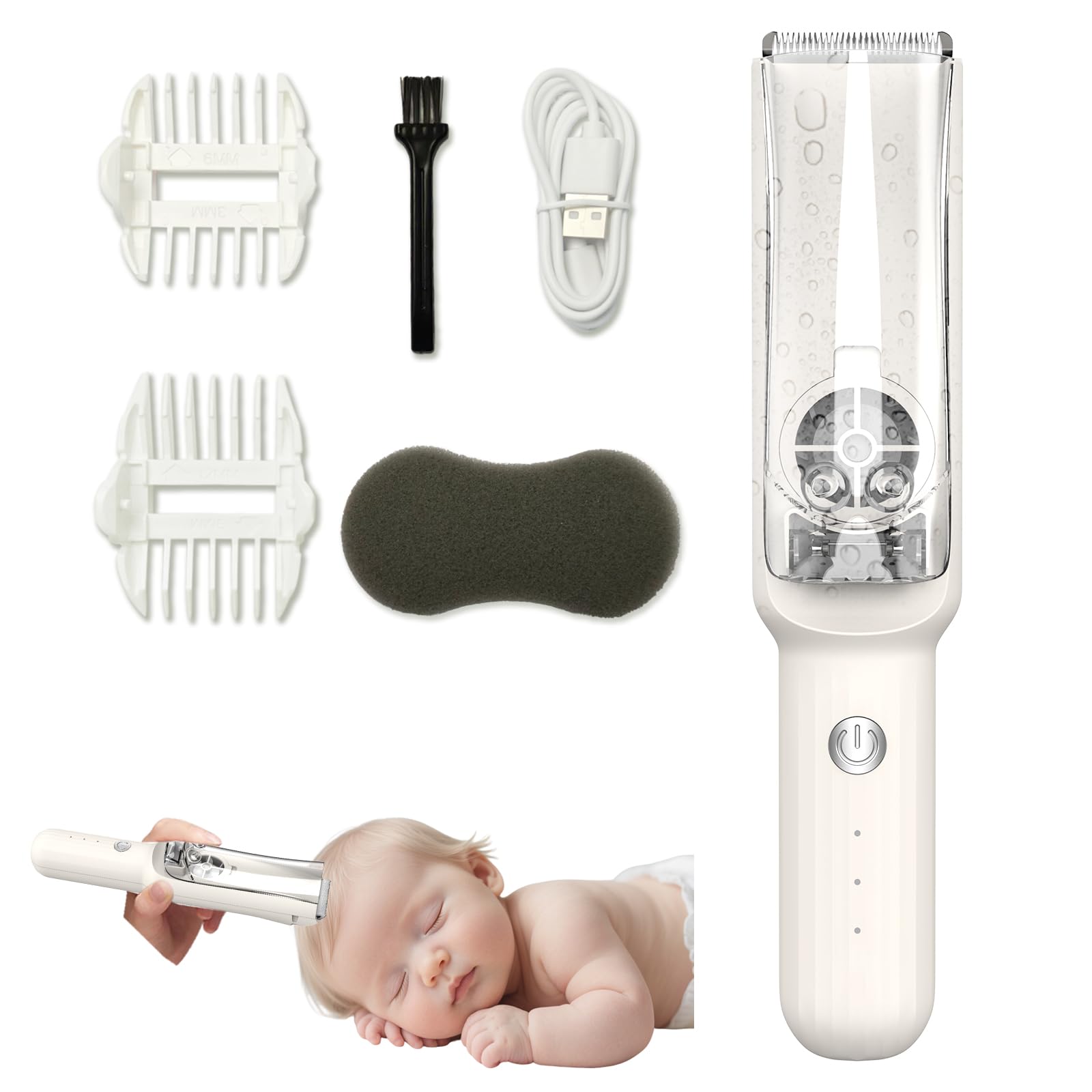 Photo 1 of Baby Hair Clippers & Kids Hair Trimmer, Cordless Vacuum Hair Cutter, Ultra Quiet Electric Hair cutterfor Infant Toddler Boys & Girls (White)