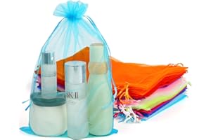 SULOLI 50Pcs Organza Jewelry Bags,8x12 inches Large Organza Bags with Drawstring 10 Colors Mesh Jewelry Bag for Presents