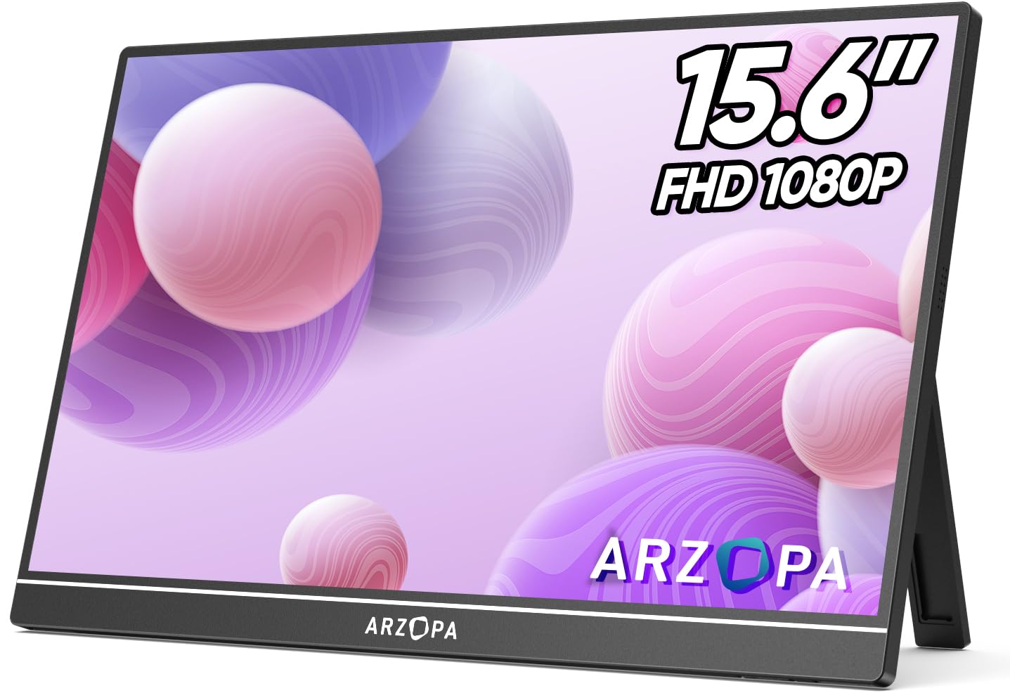 ARZOPA 15.6インチ モバイルモニター ポータブルディスプレイ 非光沢IPS液晶パネル 1920x1080FHD 持ち運び 薄型 軽量 USB C/mini HDMI/スピーカー内蔵 スマホ/PC/Mac/ゲーム機など対応商品画像