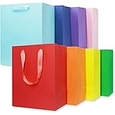 MOXARYSU 8 Pcs Medium Gift Bags With Handles: 8x5x10 Rainbow Colour Gift Bags Kraft Paper Party Favor Bags For Party,Birthday,Baby Shower(8 Colors, Without Tissues Paper)