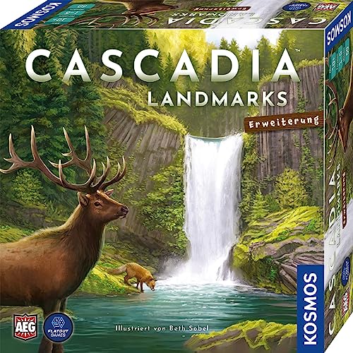 KOSMOS 683955 Cascadia - Landmarks, Erweiterung zum Spiel des Jahres 2022, Ergänzung für 5-6 Personen und Erweiterung in Einer Box, Brettspiel für 2-6 Personen ab 10 Jahren