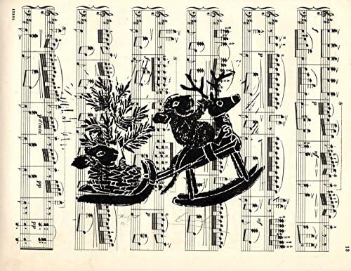 "Tally Ho!" hand-printed lino-cut on vintage music sheet