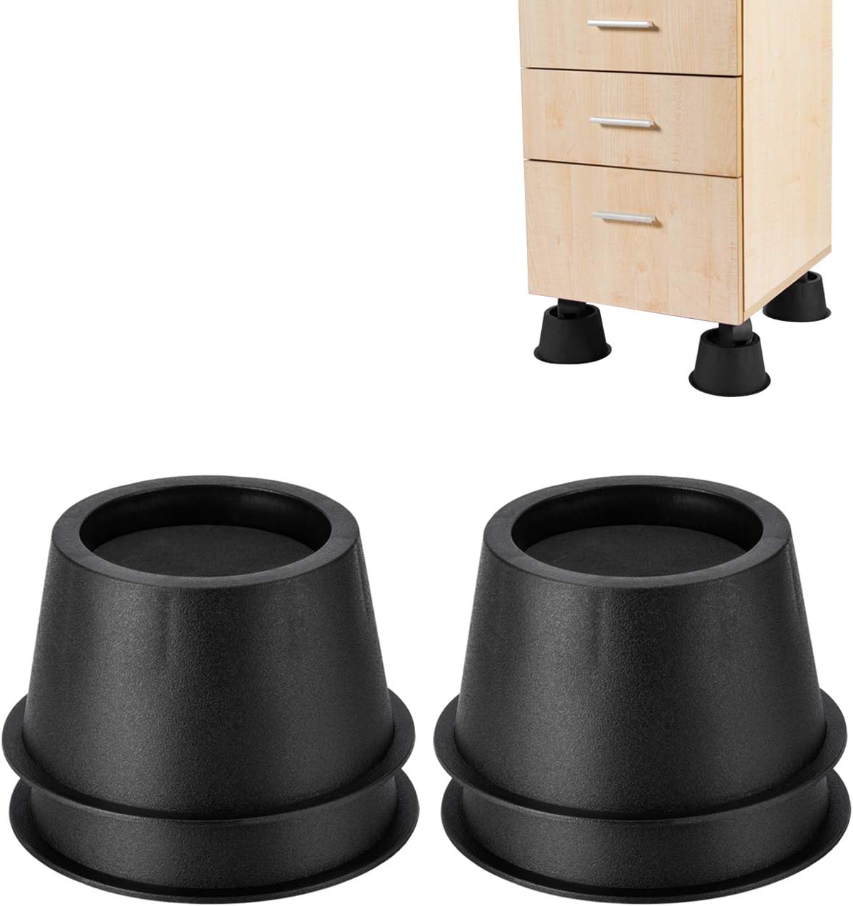 Niceclub Round Circular Bed Risers Table Risers Furniture Risers lifts Heavy Duty Set of 4 Pieces, Black (2 inch)