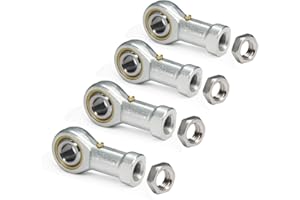 Yeebyee PHSB6 Rod End Bearings 3/8-inch Bore Pre-Lubricated Bearings 3/8-24 Female Thread Right Hand with Jam Nuts, 4pcs/Pack