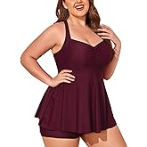 Summer Mae Women Plus Size Two Piece Tankini Swimsuits Flowy Bathing Suits Tummy Control Swimwear with Shorts