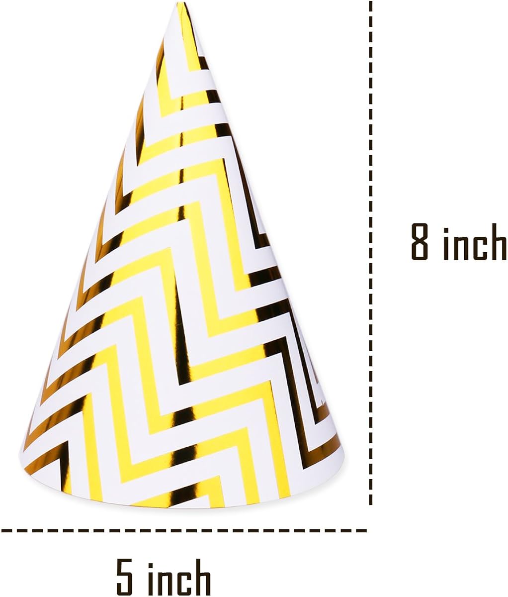 Gold Birthday Party Cone Hats, 12 ct: Clothing