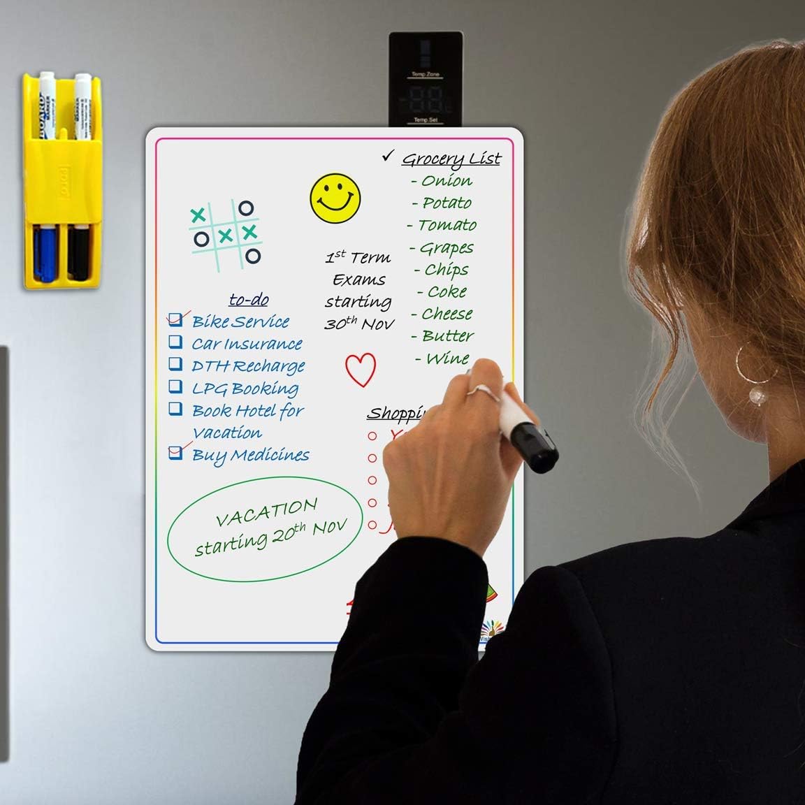 WishKraft Dry Erase Whiteboard Sheet with Markers & Duster, 9