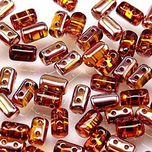 Czech Rulla Beads 22 Grams 3 x 5mm TOPAZ GOLD CAPRI