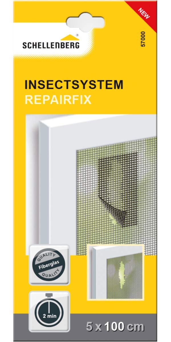 Schellenberg 57000 Fibreglass Plasters: Fly Screen Repair Tape – 5 x 100 cm in Charcoal Grey, 1 Piece