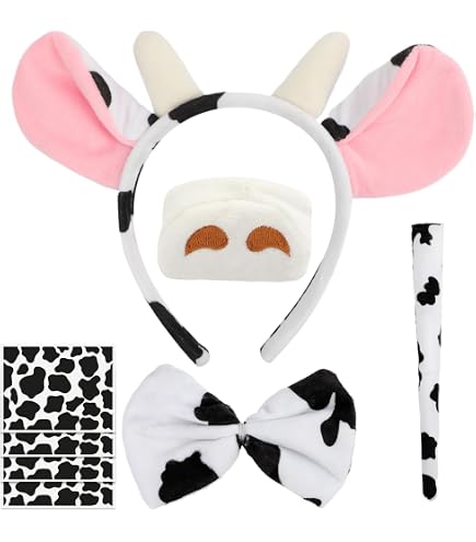 Set De Disfraz De Oso – Diadema, Nariz, Pajarita Y Cola De Felpa, Talla única Para Niños Y Adultos