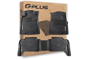 G-PLUS Floor Mats Compatible with Toyota Tacoma 2005-2015 Double Cab All Weather Full Cover Protection TPE Car Floor Cargo Liners Accessories 3 Piece,Black