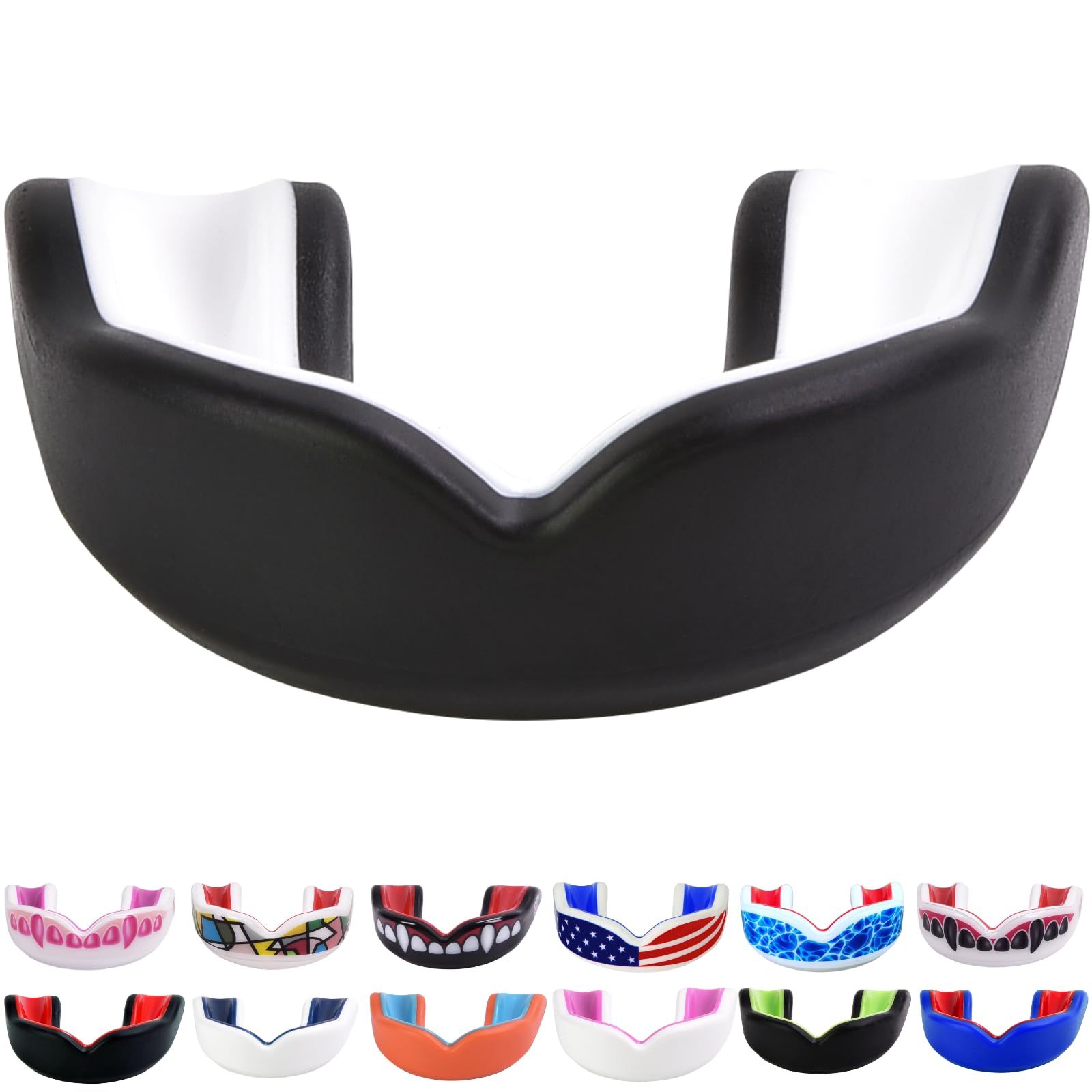 Oral Mart Black/White Youth Gum Shield for Kids - Sports Mouth Guard for Karate, Boxing, Martial Arts, Football, MMA, Sparring, Hockey, Rugby, BJJ, Muay Thai,Soccer — image 1