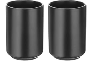 HARFINGTON 2pcs Japanese Ceramic Tea Cups 8oz / 240ml Simple Solid Color No Handle Ceramic Tea Mugs Matte Glazed Cylindrical 