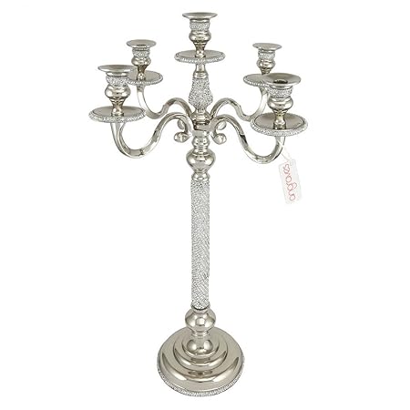 Angraves Large Nickel Glitz 5 Light Floor Standing Candle