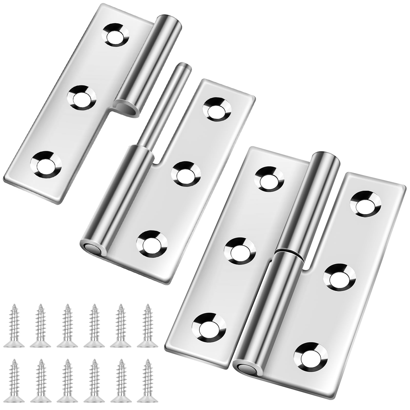 Bolatus 2 Pcs Small Slip Joint Flag Hinges, 3 Inch, Detachable, 304 Stainless Steel, Right Handedness