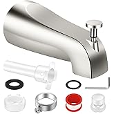 Coolfell 5-1/4" Universal Bathtub Tub Spout with Diverter, Brushed Nickel | Fits 1/2" Slip-Fit Copper Pipe and 1/2" IPS &amp; 3/4" IPS Threaded, Bathroom Tub Faucet Replacement with Adapters and Hex Wrench