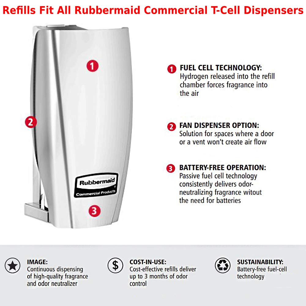 Rubbermaid Commercial Products TCell Air Freshener Refill Mango Blossom Odor Neutralizing Long Lasting Battery Free Consistent for Restrooms in Restaurants/Hotels/Schools/Offices