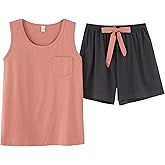 Vopmocld Big Girl's Tank Top and Shorts Cotton Pajama Set Teens Cute Heart Shape Sleepwear Kids Clothes PJS