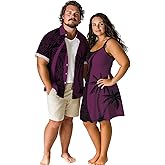 ROSE GAL Matchable Couple Hawaiian Coconut Tree Print Shirt or Plus Size Knee Length Fit and Flare Tank Dress
