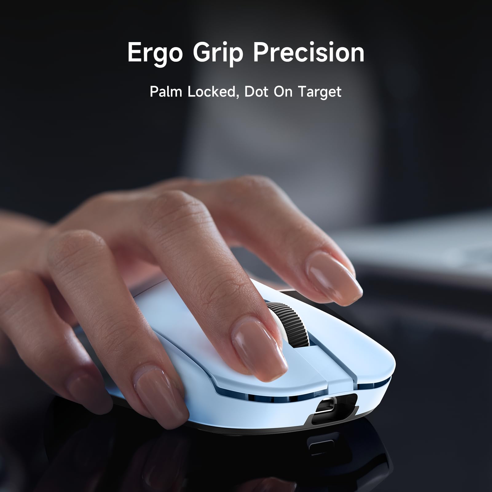 MCHOSE L7 Ultra Topspeed Wireless Gaming Mouse with PAW3950 42K Sensor, 46g Super Lightweight, OMR Optical Switches, 8000KHz Polling Rate, 2.4GHz/BT/Wired Tri-Mode, 8 Programmable Controls (Blue)