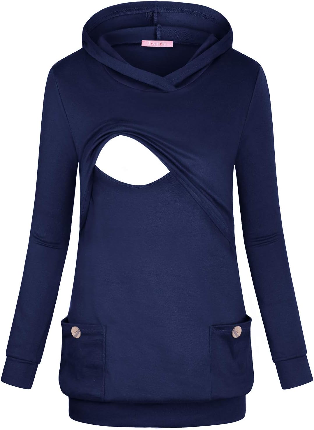 JOYMOM Maternity Lightweight Nursing Sweatshirt Breastfeeding Hooded Shirt (FBA)