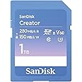 SanDisk 1TB Creator SD UHS-II Card, Read speeds up to 280MB/s, Write speeds up to 150MB/s, 4K UHD, 6K Video, V60 - SDSDXEP-1T00-GNCIS