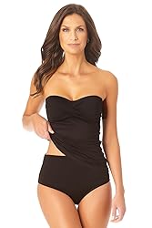Anne Cole Women's Solid Twist Front Shirred Bandeau