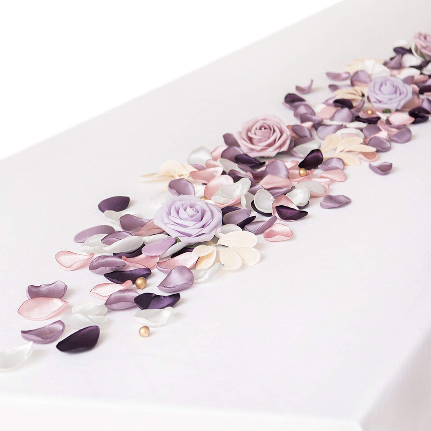 Ling's moment Artificial Flowers Combo Silk Rose Petals Fake Roses Plum Wedding Table Centerpiece Decoration Floral Arrangements Decorations