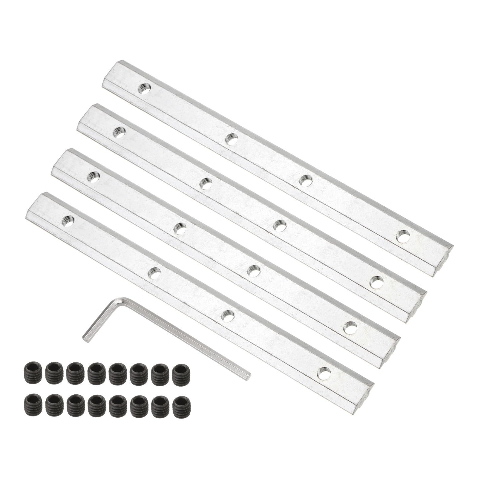 PATIKIL 7.1 Inch Straight Line Connector, 4 Pcs T/V Slot Aluminum Extrusion Connector Corner Bracket with M6 Screws Wrench for 40 Series Aluminum Profile (Silver)