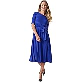 Kasper Womens 3/4 Sleeve Fit & Flare Jersey Dress