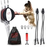 OHMY FIT Flex Double End Punching Bag - Bungee Cords w/Special Flex Adjustable System - Durable Bladder Speed Bag - Boxing Training Equipment for Adults - Home Gym Accessories