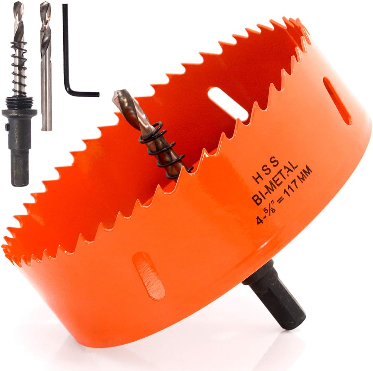 Koopi 4-5/8" Hole Saw with Arbor, HSS Bi-Metal Hole Cutter for Easily Drilling Wood, Plastic, Thin Metal (117mm)