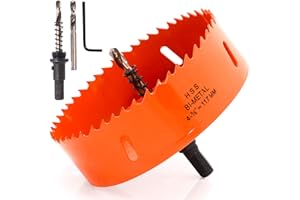 Koopi 4-5/8" Hole Saw with Arbor, HSS Bi-Metal Hole Cutter for Easily Drilling Wood, Plastic, Thin Metal (117mm)