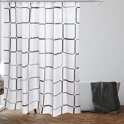 VIROSA Squares Shower Curtain 180x180 cm Water Repellent Polyester