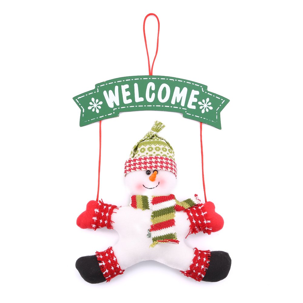 Zogin Christmas Door Hanging Ornaments, Santa Snowman Door Knob Hanger Christmas Tree Pendants Decoration (2pcs)
