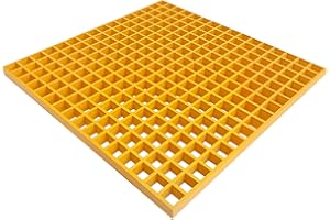 23.6 x 23.6 '' Fiberglass Molded Grating, FRP Grate Panel Surface 1.38 x 1.38 x 1.5 '' Mesh, Square, Yellow